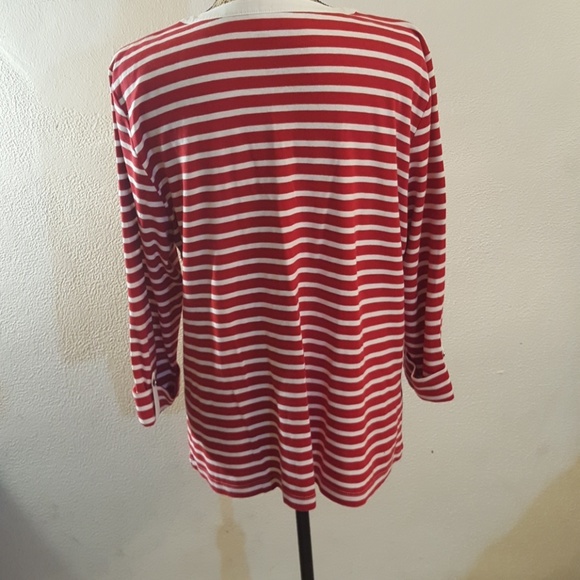 Red and white striped button down shirt. - Picture 5 of 8